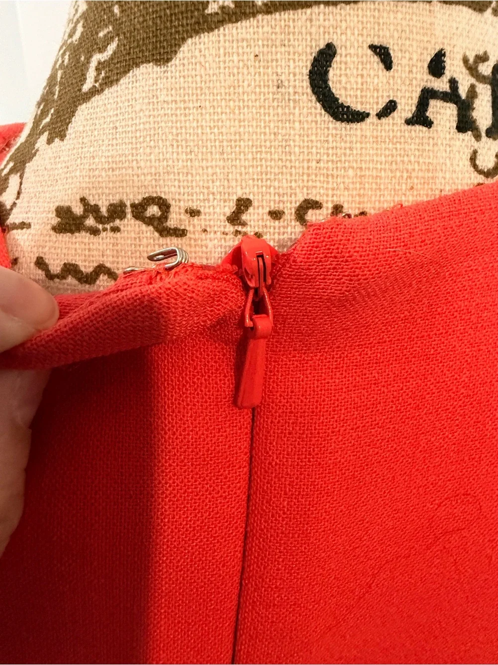 Tory Burch Red Wool Blend Sleeveless Sheath Dress Size 4 Pocket Detail